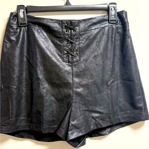 New Faux Leather Black Shorts. Size Small